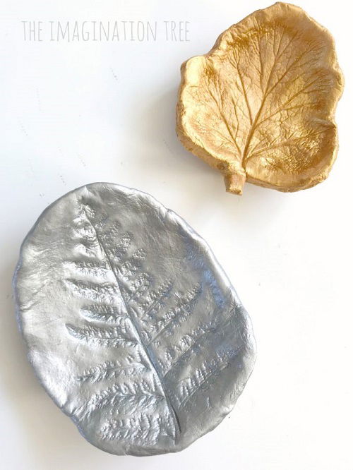 Leaf Print Ornaments with Clay